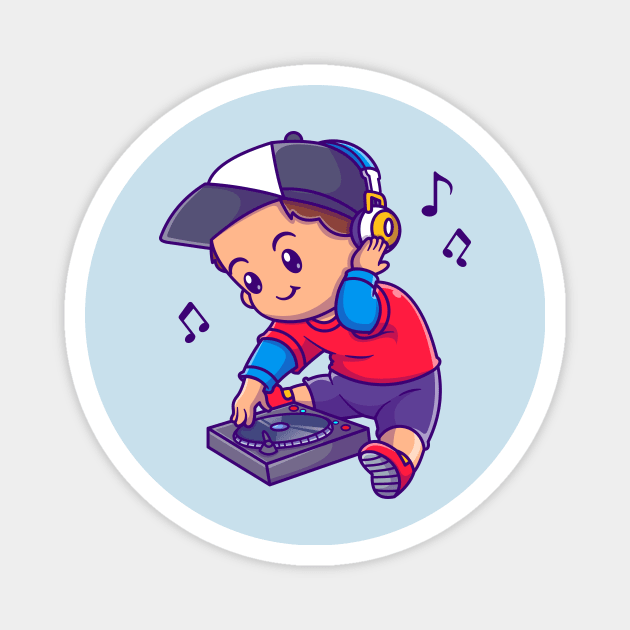 Cute Boy Playing DJ Music Cartoon Magnet by Catalyst Labs